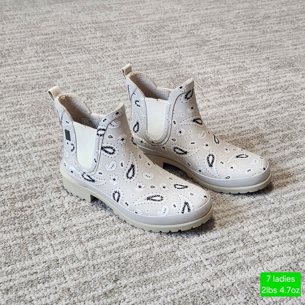 Keds women's Rowan rain boats beige bandana  paisley print size 7
